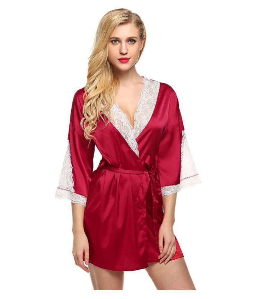 maroon satin robe