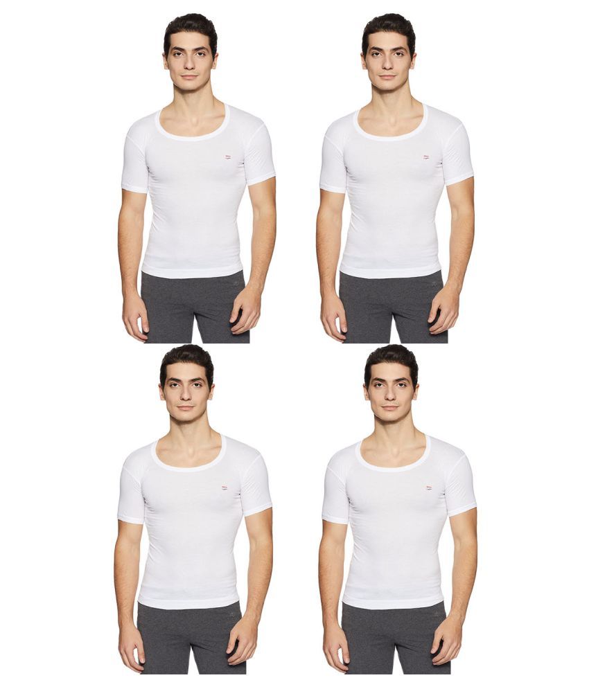     			Rupa Frontline White Half Sleeve Vests Pack of 4