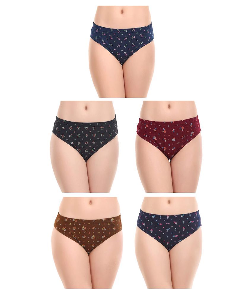     			Rupa Jon - Multicolor Cotton Printed Women's Briefs ( Pack of 5 )