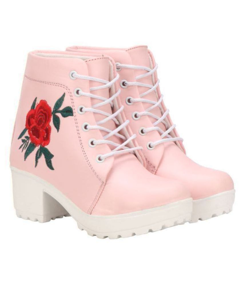     			Commander Pink Ankle Length Casual Boots