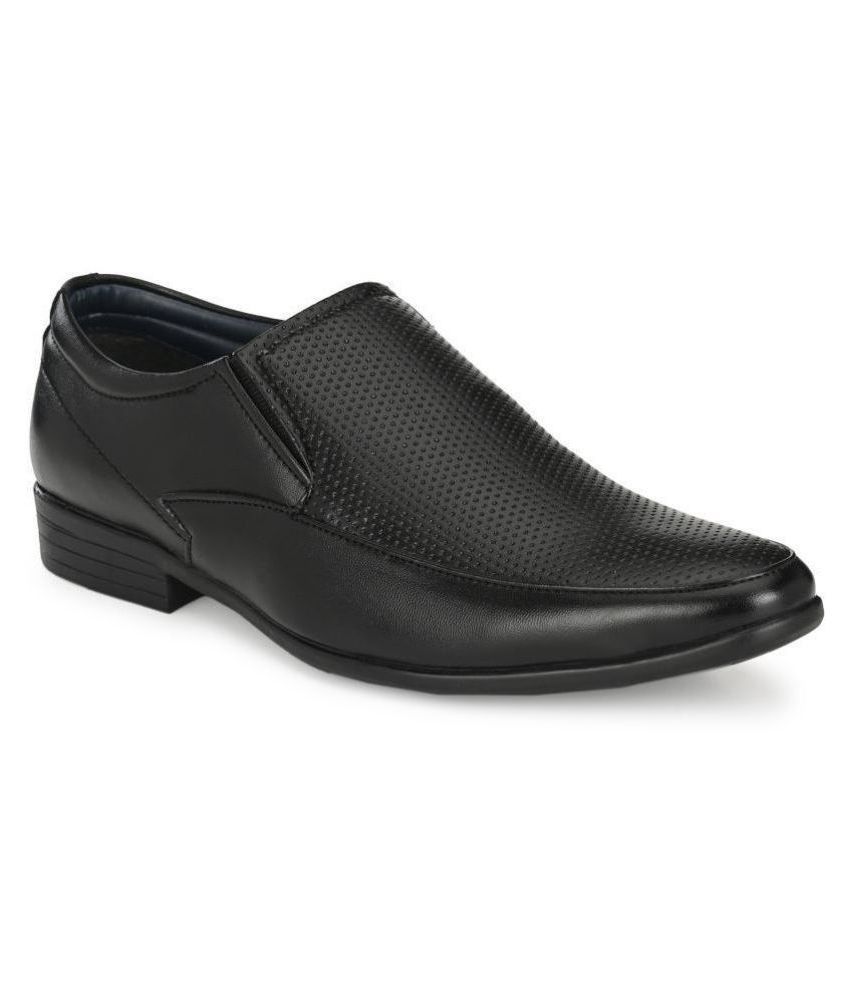 Leeport Slip On Artificial Leather Black Formal Shoes