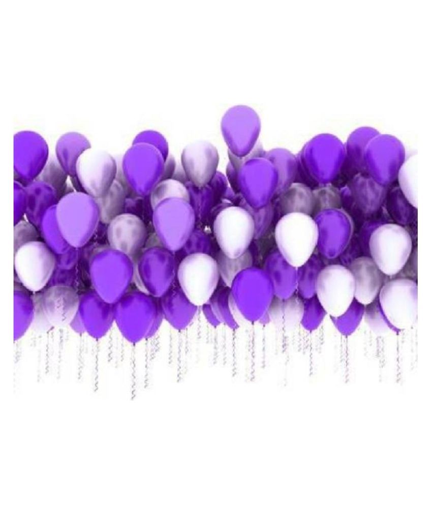     			GNGS Solid Party Decoration Balloons (White & Purple, Pack of 50)