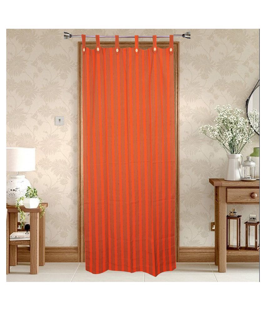     			HOMEFLY Vertical Striped Room Darkening Loop Curtain 6.5 ft ( Pack of 1 ) - Orange