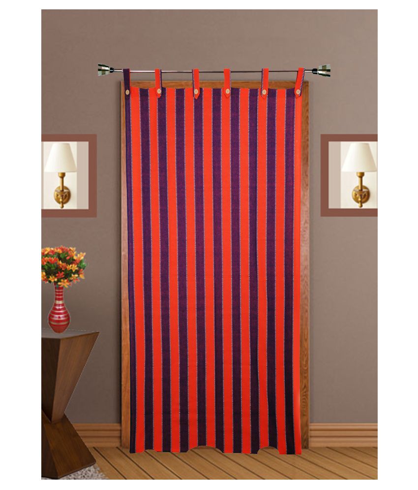     			HOMEFLY Vertical Striped Room Darkening Loop Curtain 6.5 ft ( Pack of 1 ) - Red