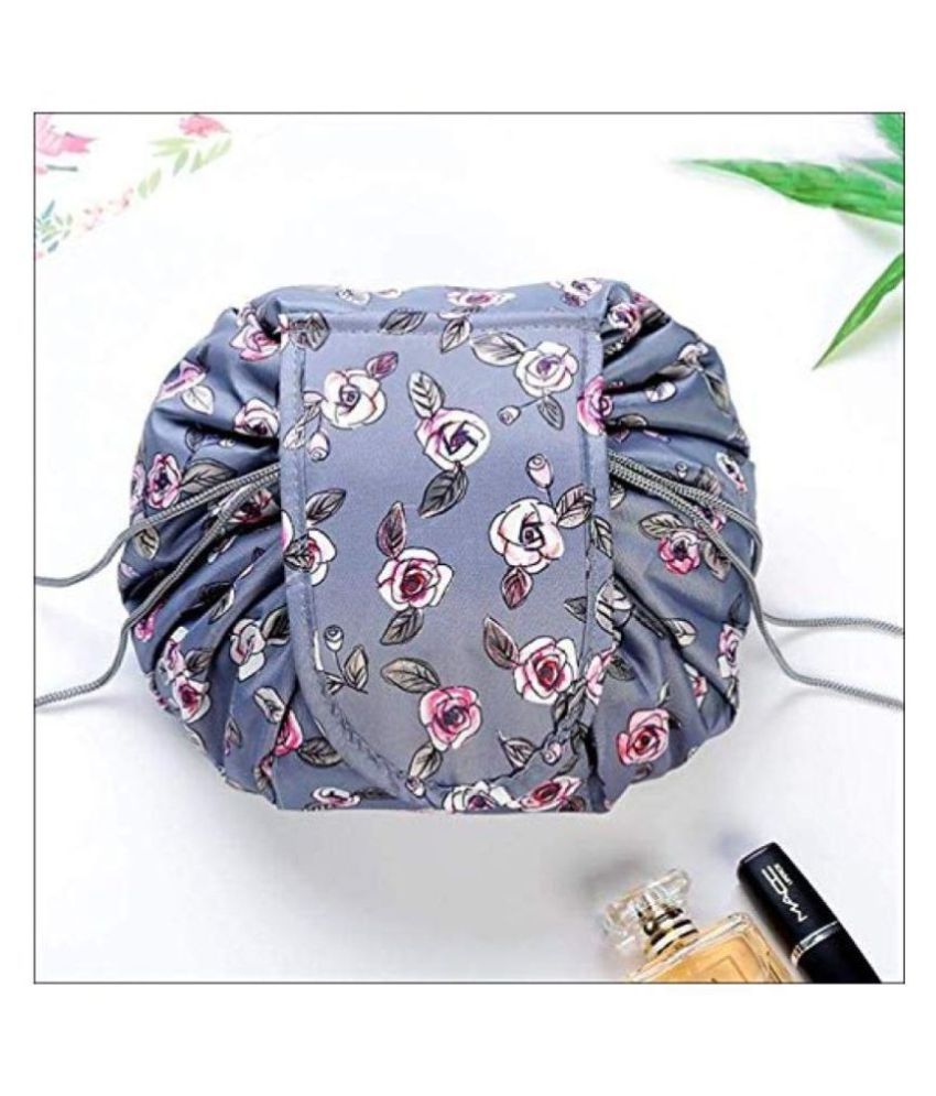     			House Of Quirk Grey Lazy Cosmetic Bag Drawstring Travel Makeup Bag