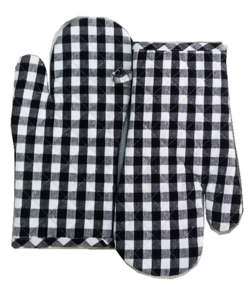     			Tidy Black with White Color Checkered Design Cotton Hand Glove - Pack of 2pcs