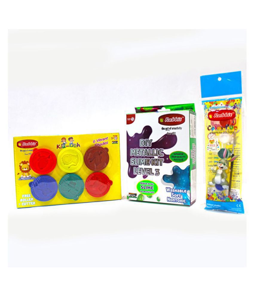     			Kid Dough box| Safe Play Doh for Kids| DIY Metallic Slime Making Kit Set Level 3|Slime for kids| Combo Pack contains 1 Kid doh box ( 6*50)1 Toy Slime Kit| Child Safe Dough + 1 Pack of Tempera Colors| Make your own Slime|Best Quality Product for Kids|