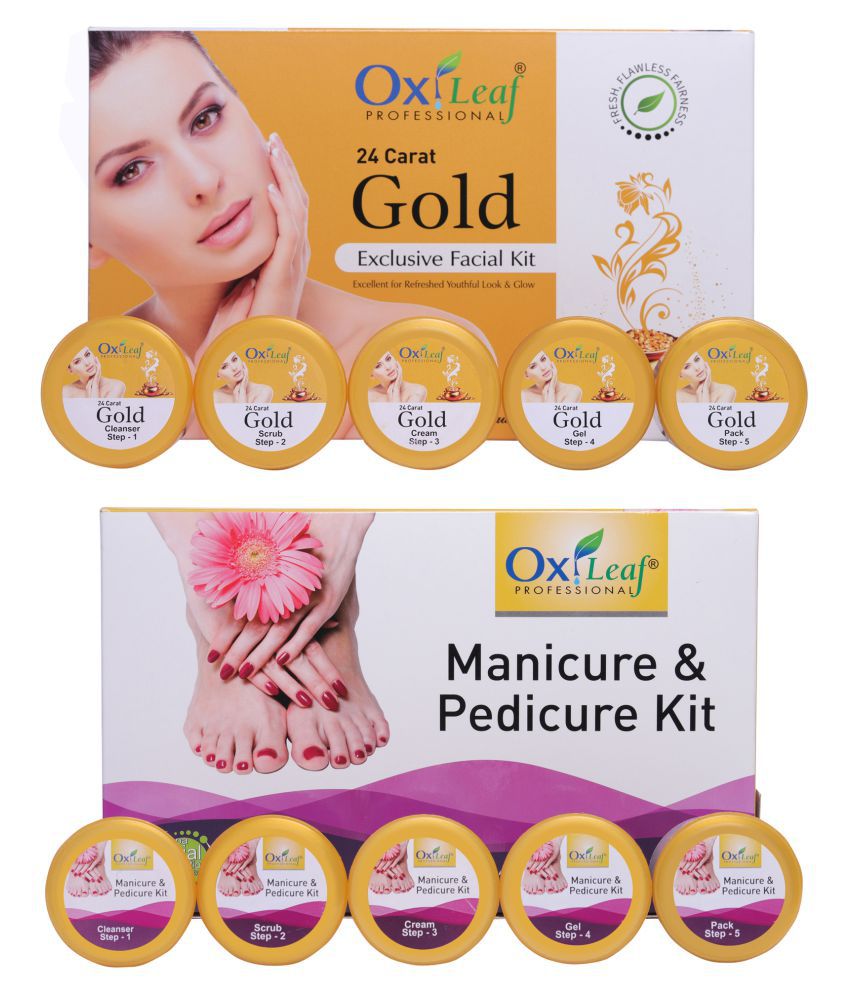     			Oxileaf ManiPedi HandFootCare & 24CaratGold Facial Kit 1400 g Pack of 2
