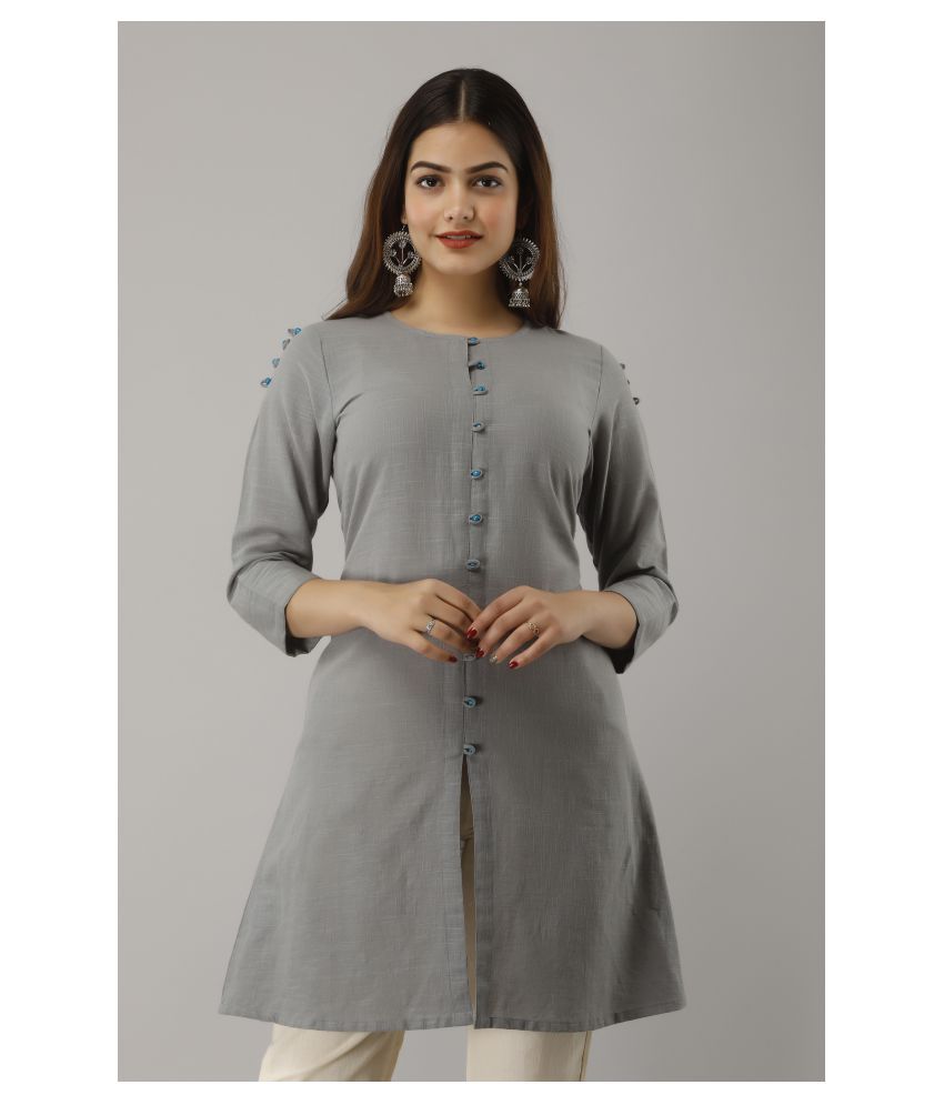     			SAART BUNAAI - Grey Cotton Women's Tunic ( Pack of 1 )