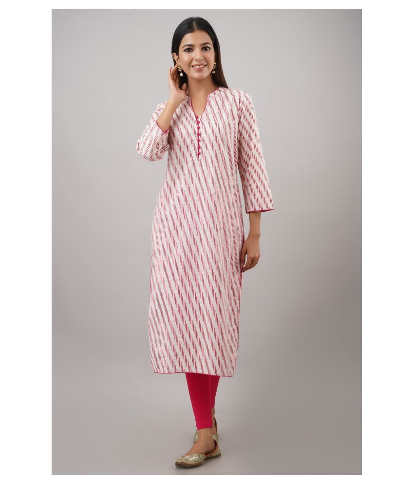     			SAART BUNAAI - Pink Cotton Women's Straight Kurti