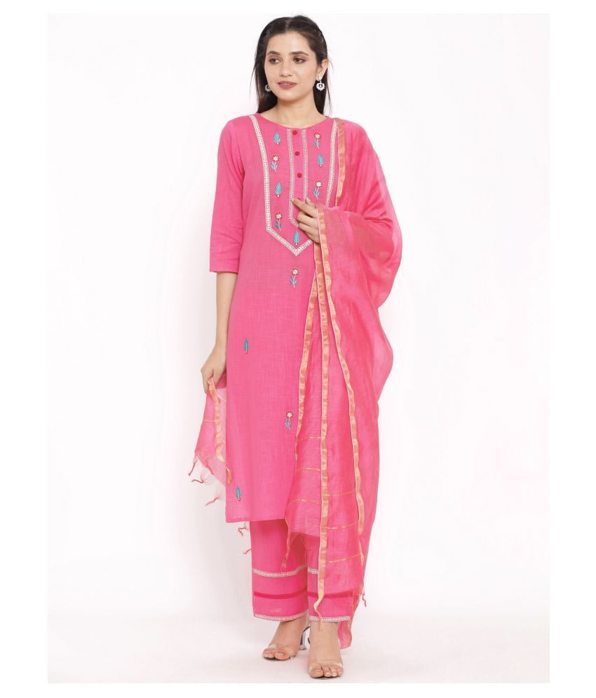     			SAART BUNAAI Cotton Kurti With Palazzo - Stitched Suit