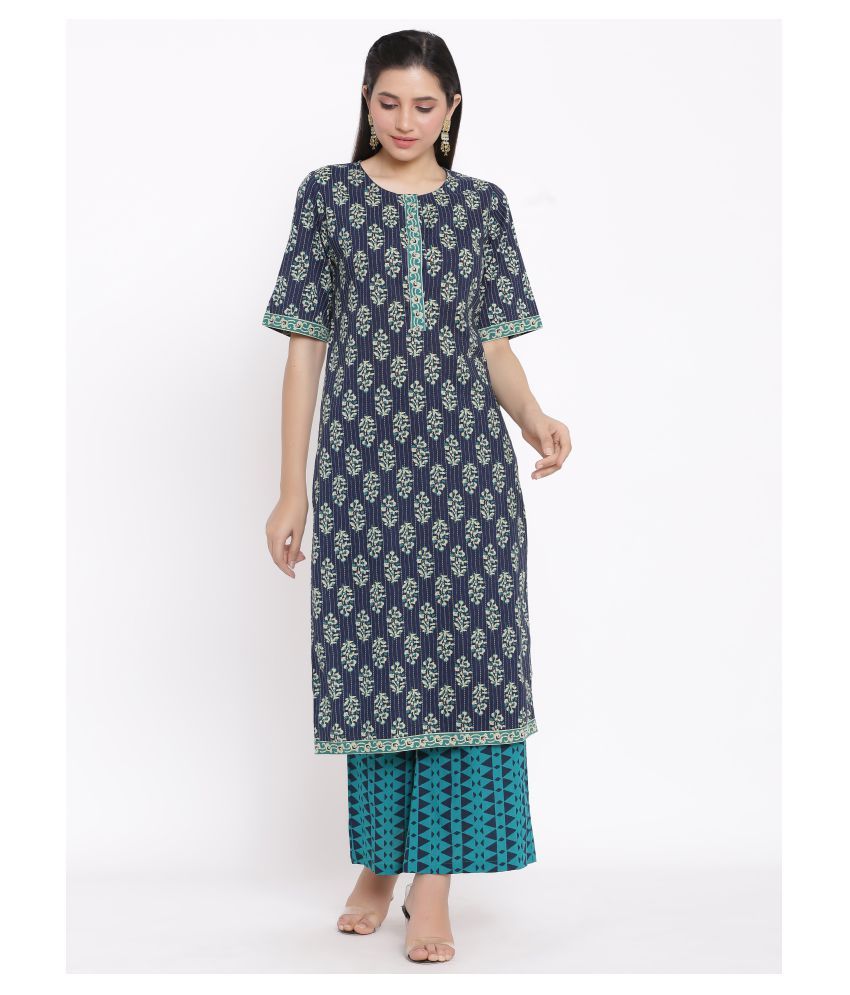     			SAART BUNAAI Cotton Kurti With Palazzo - Stitched Suit