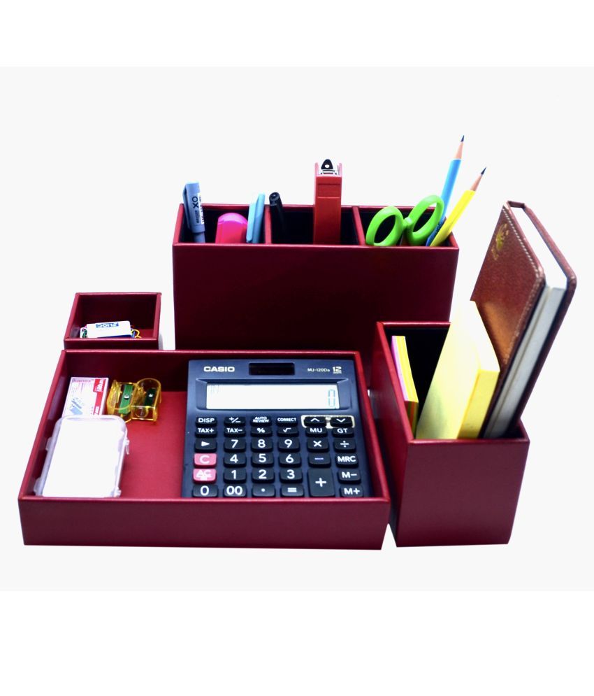 Thylable Office Table Organizer Combo for Office (Set of 4) Red Buy