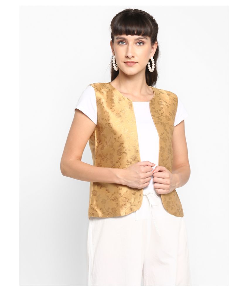     			Hangup Silk Gold Ethnic Jacket