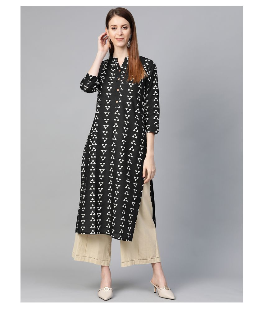     			KSUT Black Cotton Straight Kurti