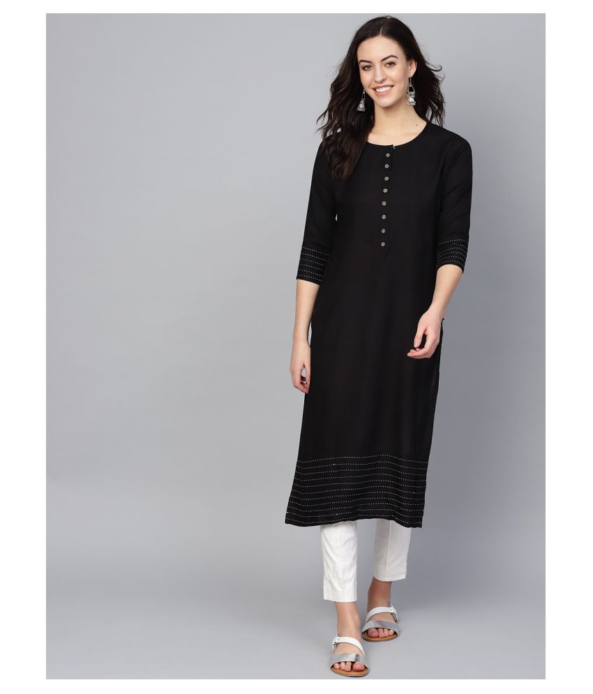     			KSUT Black Viscose Straight Kurti