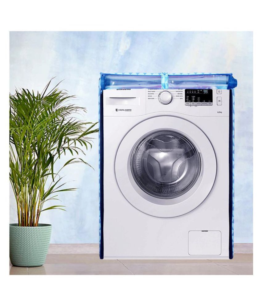     			PrettyKrafts Single Poly-Cotton Blue Washing Machine Cover for Universal 7 kg Front Load