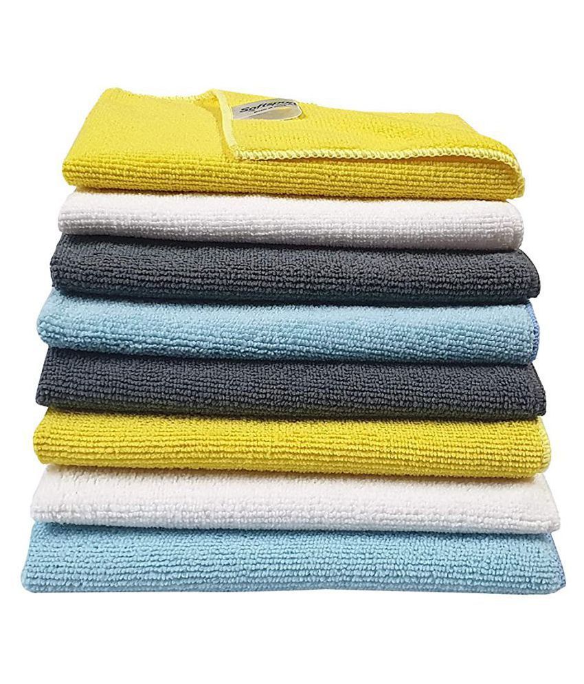     			SOFTSPUN Microfiber Cleaning Cloths, 8 pcs 40x40cms 280GSM Multi-Color. Highly Absorbent, Lint and Streak Free, Multi - Purpose Wash Cloth for Kitchen, Car, Window, Stainless Steel, Silverware.