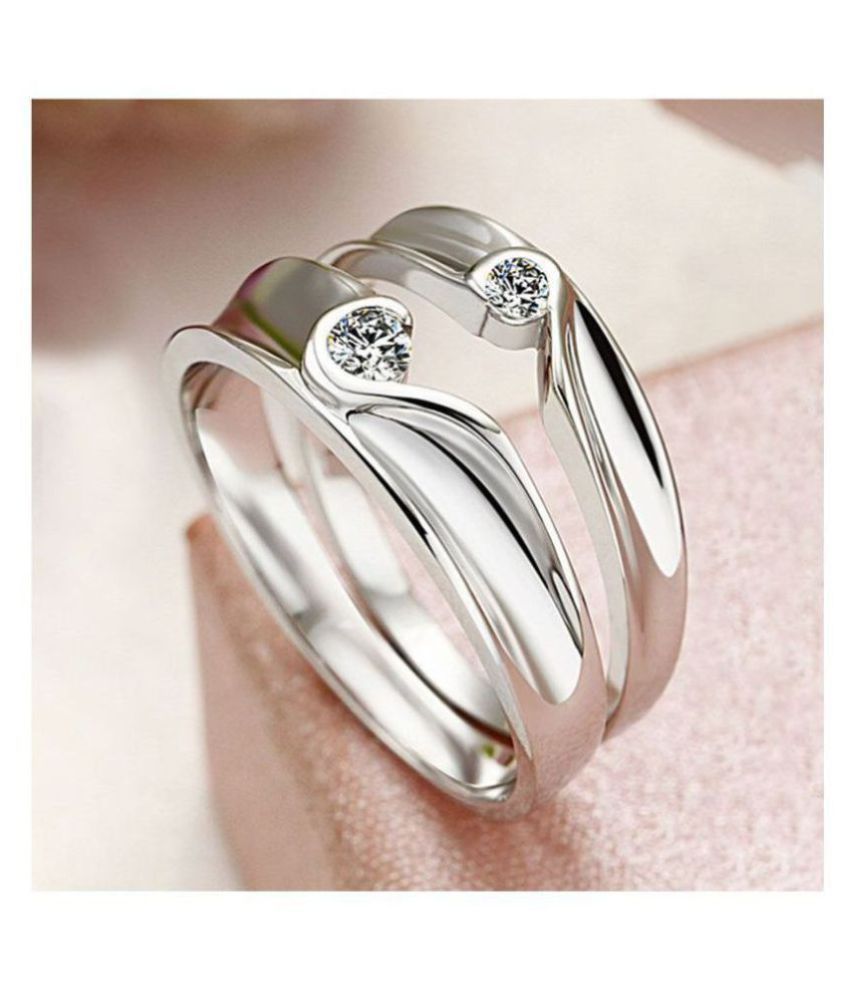     			Silver Shine - Silver Couple Ring (Pack of 2)
