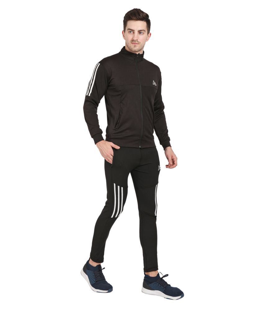 fitindia Black Polyester Lycra Tracksuit Pack of 2 - Buy fitindia Black ...