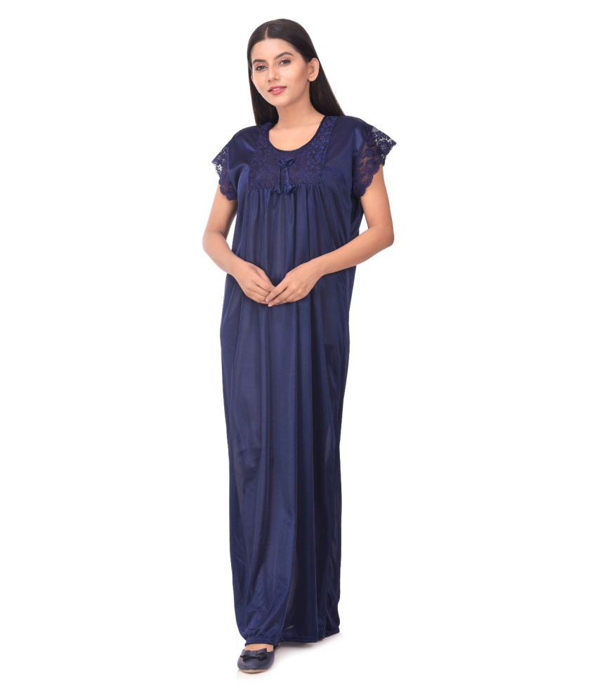     			Apratim Satin Nighty & Night Gowns - Blue