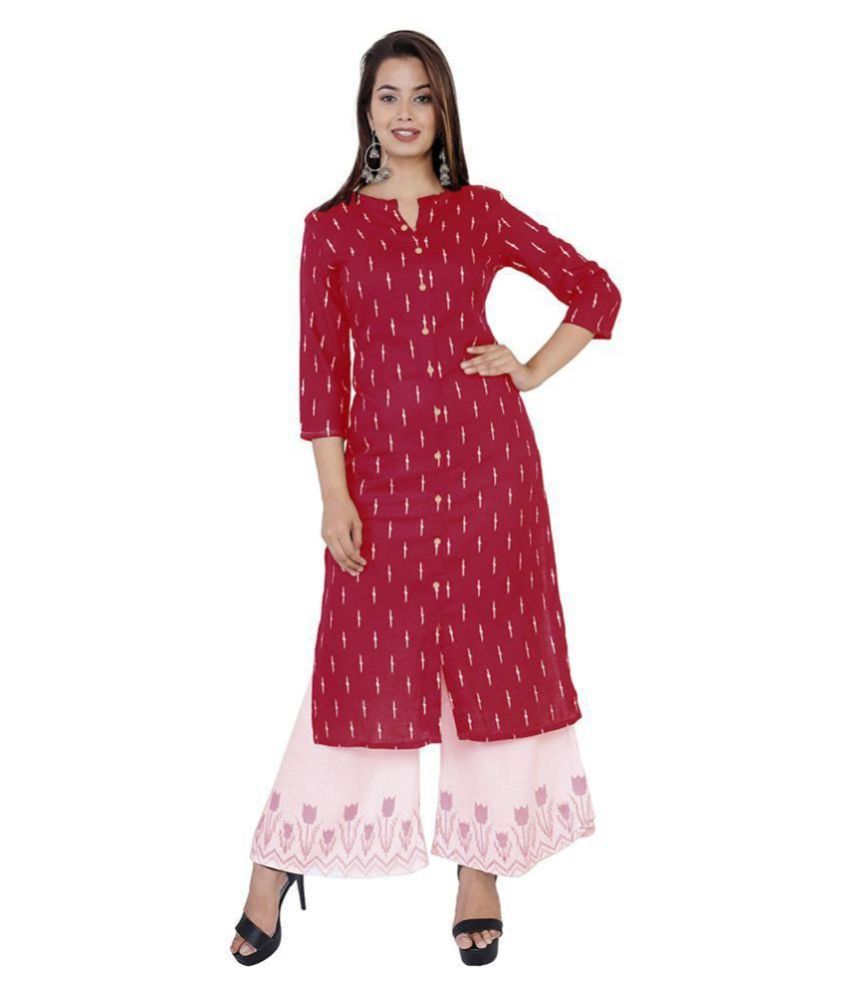     			VISVA DESIGNER Rayon Kurti With Palazzo - Stitched Suit