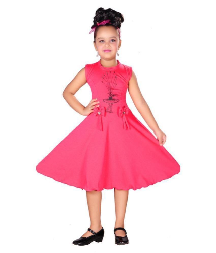 AD amp; AV Girls Midi/Knee Length Casual Dress T461_FROCK_SILKY_PINK_AA