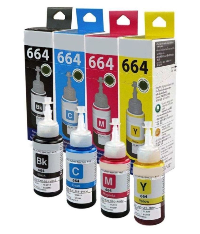 Kavox FOR 664 EPSON L800 Multicolor Pack of 4 Ink bottle for Refill ink for Epson664 L130,L210 