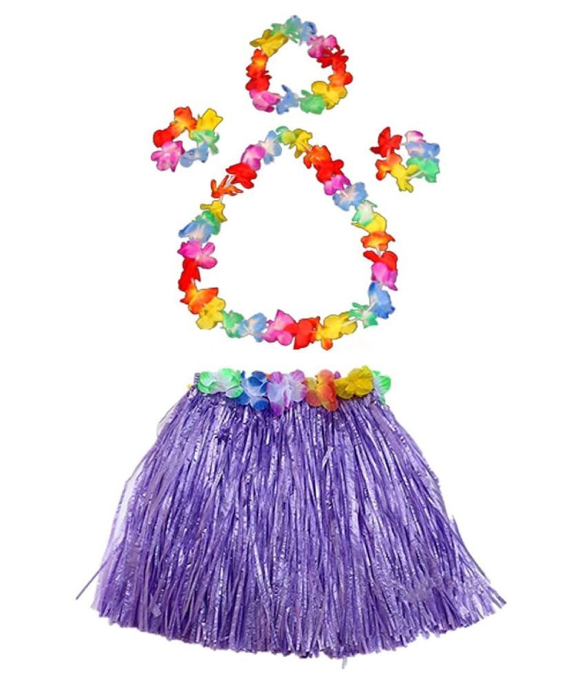     			Kaku Fancy Dresses Hawaiian Girl Costume, Flower Hawaiian Costume for Summer Beach Party - Purple 3-12 Years for Girls