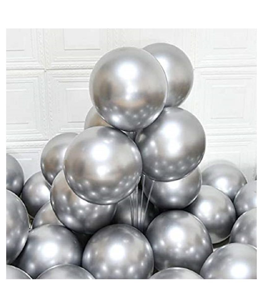 Silver Colour Metallic Balloons Pack of -30 - Buy Silver Colour