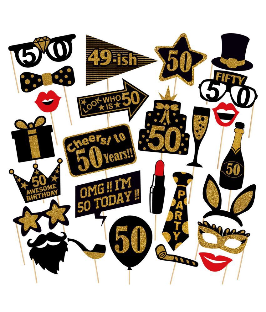 Zyozi Adult 50th Birthday Photo Booth Props 26pcs For Her Him Cheers To 50 Years Birthday Party Gold And Red Decorations 50th Happy Birthday Party Supplies For Men Women Buy Zyozi Adult