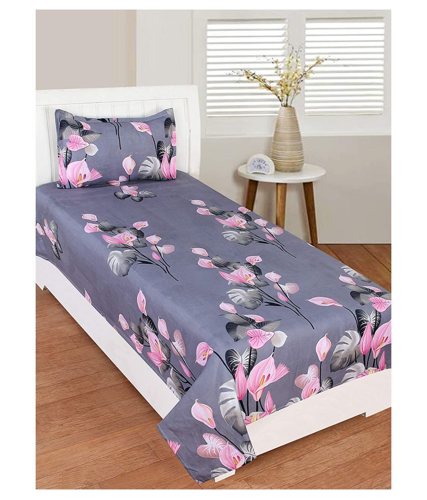     			JAMUWAL Poly Cotton Single Bedsheet with 1 Pillow Cover ( 228 cm x 152 cm )
