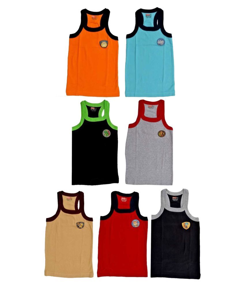     			Dixcy Bold Cotton Multicolor Sleeveless Vests for Kids/Boys - Pack of 7