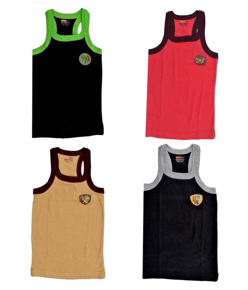     			Dixcy Bold Cotton Multicolor Sleeveless Vests for Kids/Boys - Pack of 4
