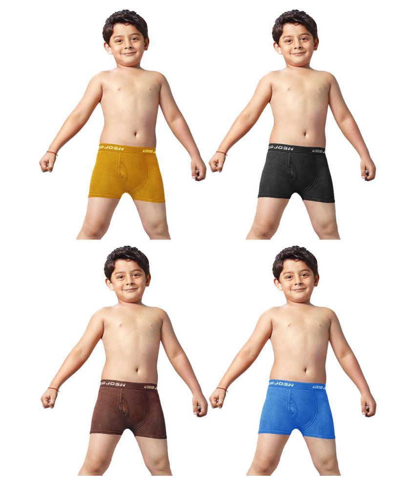     			Dixcy Josh ICD Cotton Solid/Plain Multicolour Trunk/Bloomer/Underwear/ for Kids/Boys - Pack of 4