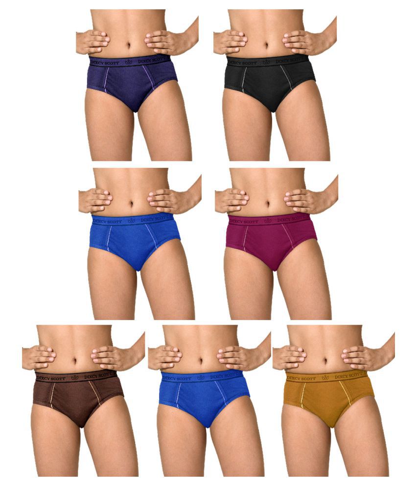     			Dixcy Scott Replay Cotton Solid/Plain Multicolour Brief/Underwear/ for Kids/Boys - Pack of 7