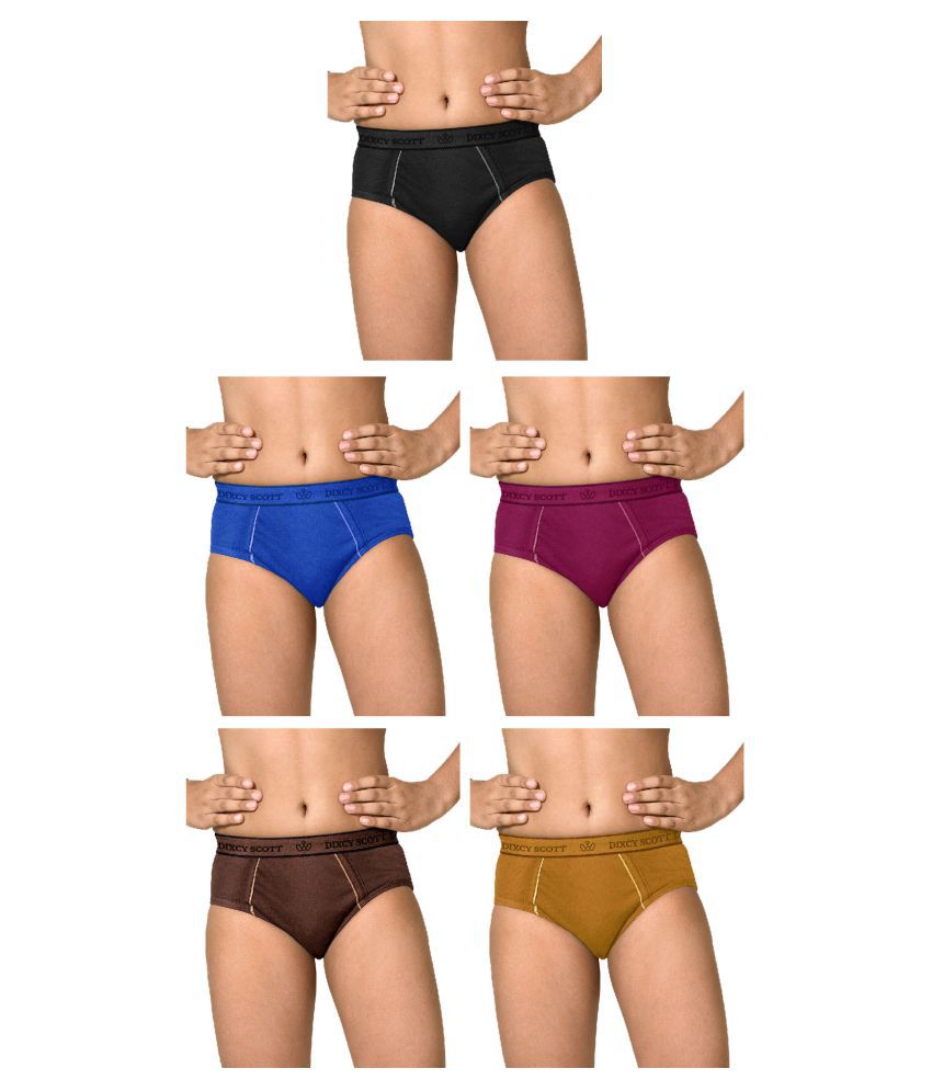     			Dixcy Scott Replay Cotton Solid/Plain Multicolour Brief/Underwear/ for Kids/Boys - Pack of 5