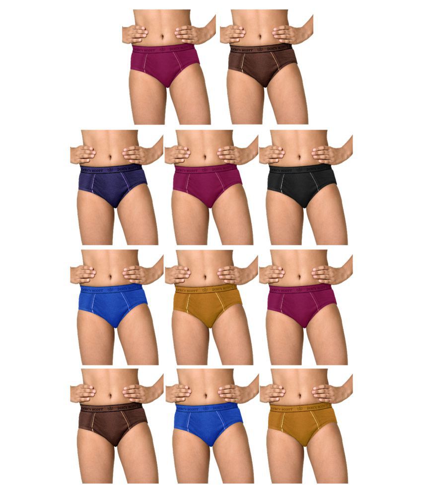     			Dixcy Scott Replay Cotton Solid/Plain Multicolour Brief/Underwear/ for Kids/Boys - Pack of 11