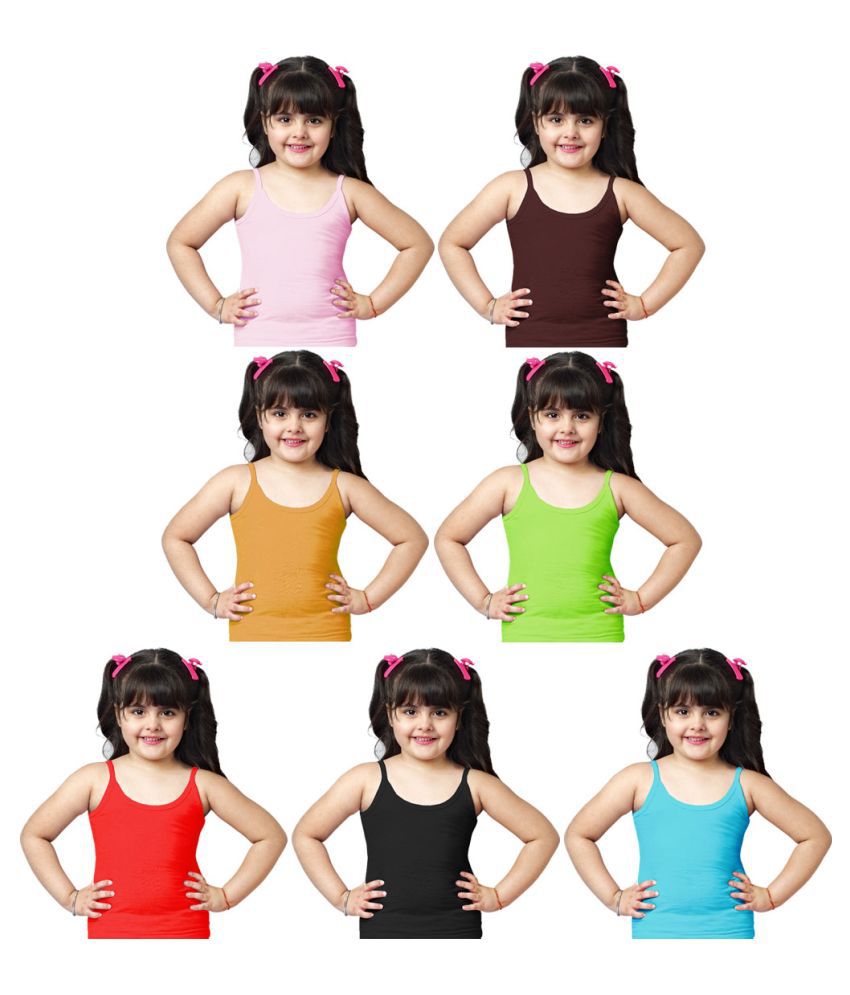     			Dixcy Slimz Pinky Cotton Multicolored Printed Girls Camisole - Pack of 7