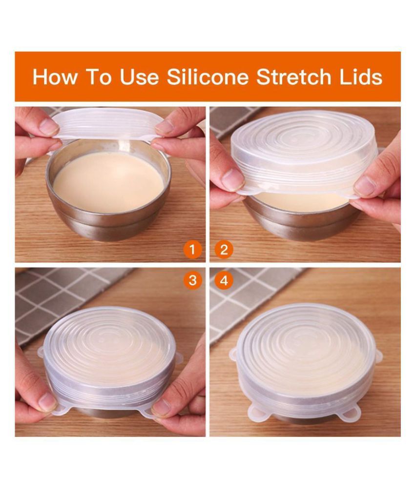 6PC Microwave Safe Silicone Lid Reusable Washable Safe Flexible Covers