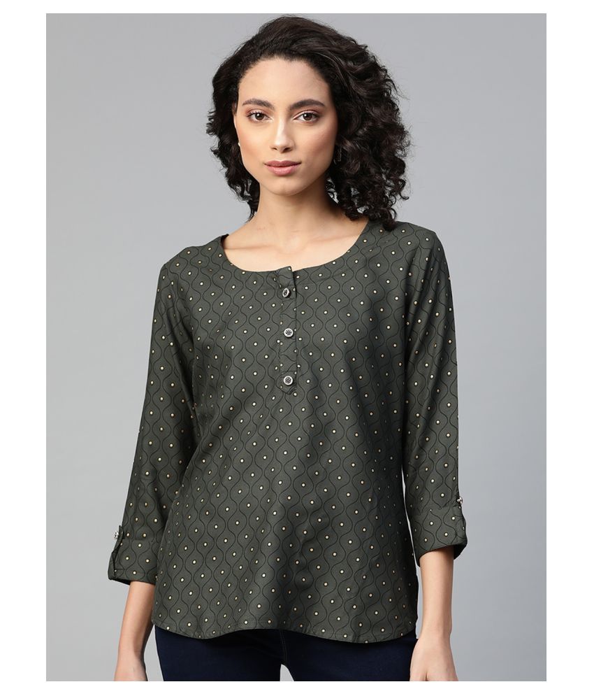     			HIGHLIGHT FASHION EXPORT Viscose Regular Tops - Green