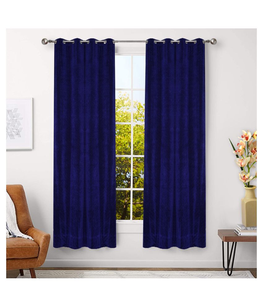     			Veronica Deco - Navy Blue Pack of 2 Polyester Door Curtain (4 ft X 7 ft)