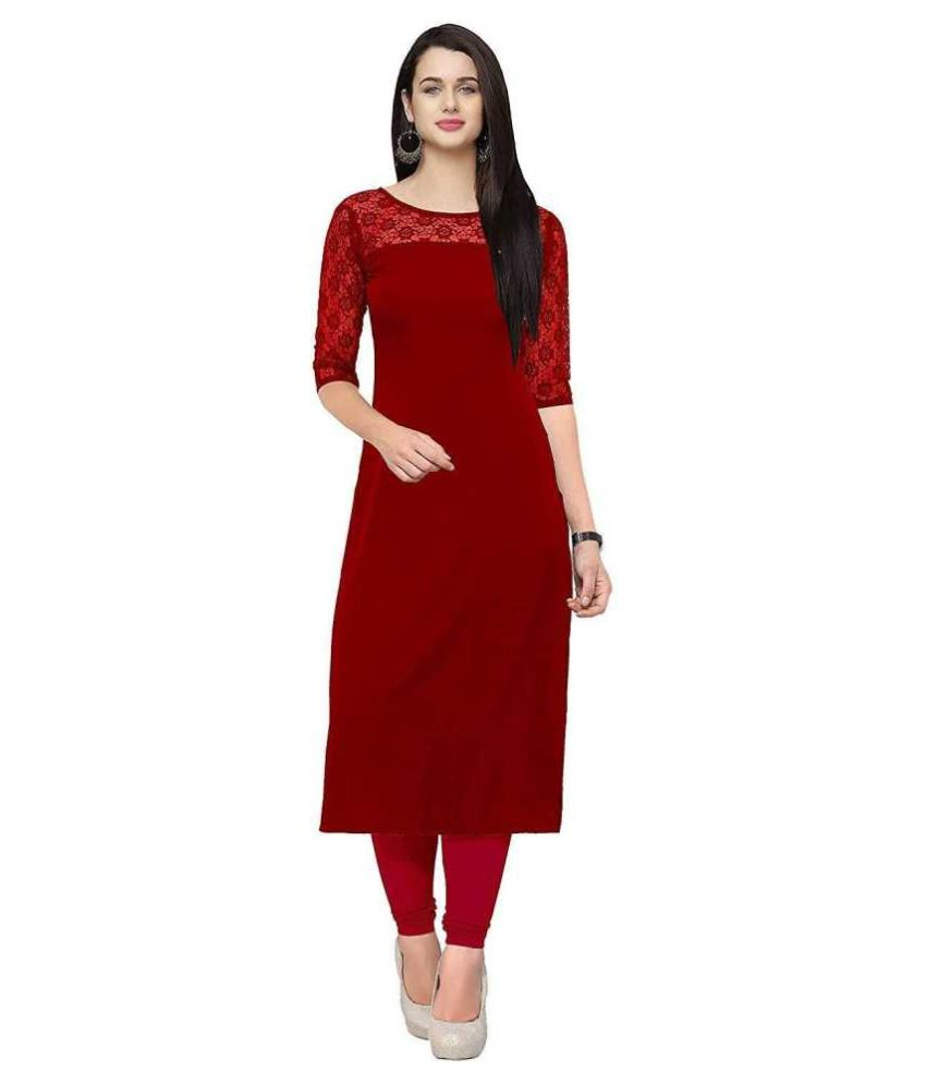     			Hemang Fashion - Red Crepe Women's A-line Kurti