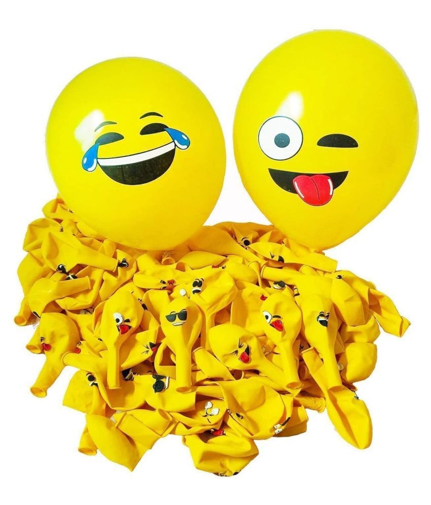     			ZYOZI Party Decoration 12inch 15 Pcs Latex Balloons for Happy Birthday Party Face Emoji Balloons Smile Printed Balloons Birthday Home Decoration Multicolor (Yellow Emoji)