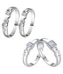 Adjustable  Party Wear Couple Rings Set for lovers Silver Plated Solitaire for Men and Women 2 Pair