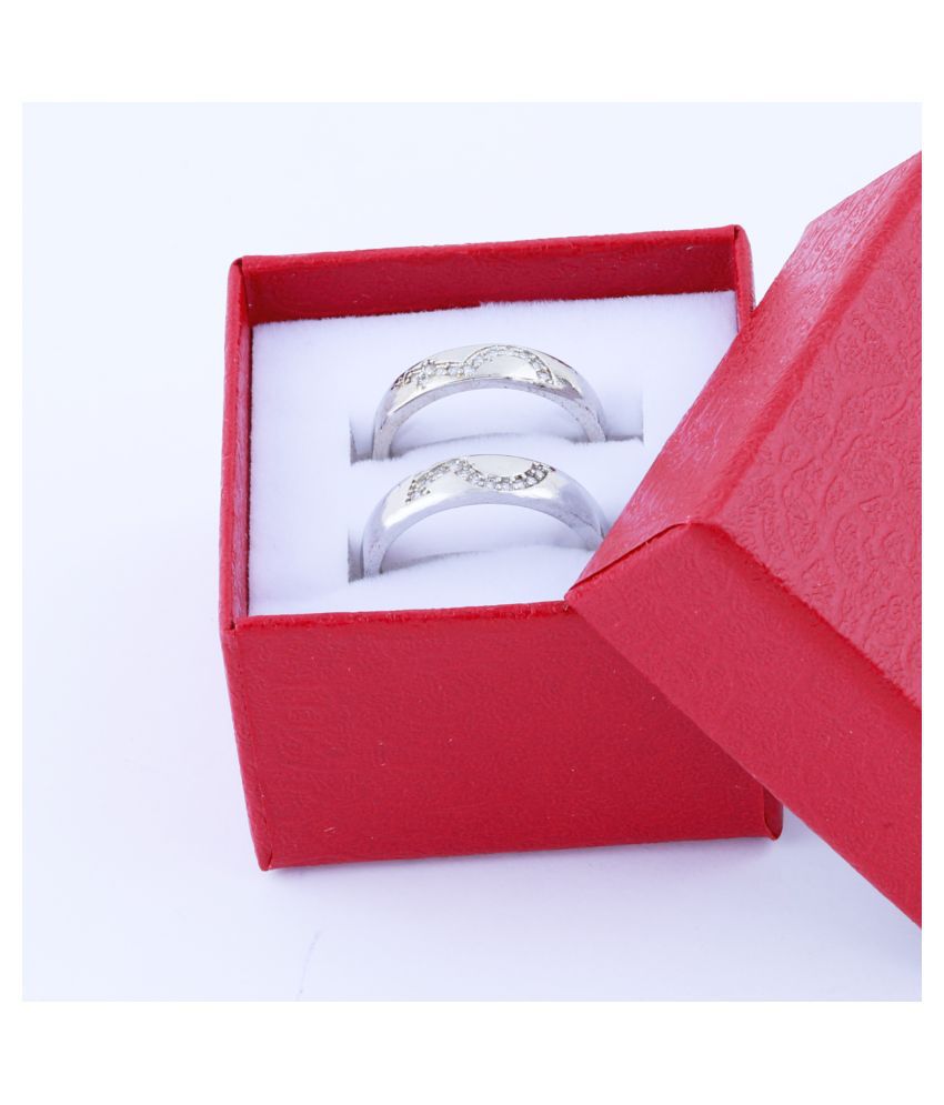     			Adjustable Couple Rings Set for lovers Silver Plated Solitaire for Men and Women