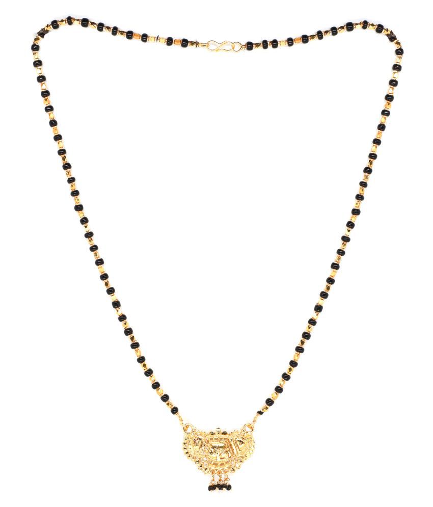     			JANKI ETHNIC COPPER GOLD PLATED DROP SHAPE DISIGNER NICE MANGALSUTRA WITH BLACK BEAD CHAIN 18'' FOR WOMEN PANDAL WITH CHAIN JEWELLARY FOR WOMEN