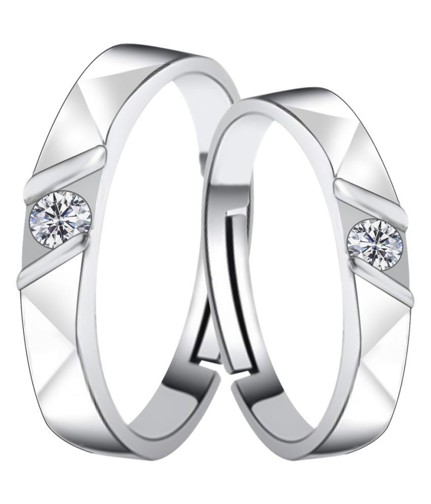     			Silverplated Fashionista Solitaire  His and Her Adjustable proposal couple ring For Men And Women Jewellery
