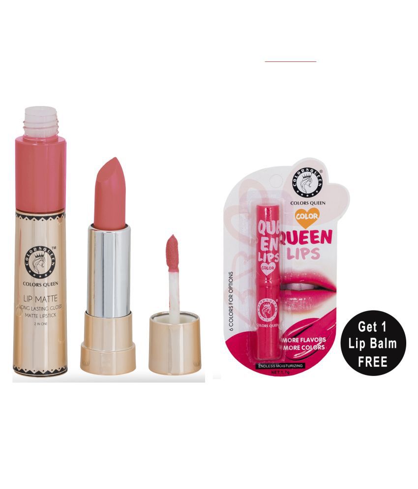     			Colors Queen Lip Matte 2 in 1 Lipstick With Queen Lips Lip Balm (Pack of 2) Peach