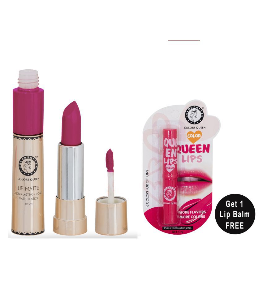     			Colors Queen Lip Matte 2 in 1 Lipstick With Queen Lips Lip Balm (Pack of 2)glam Pink